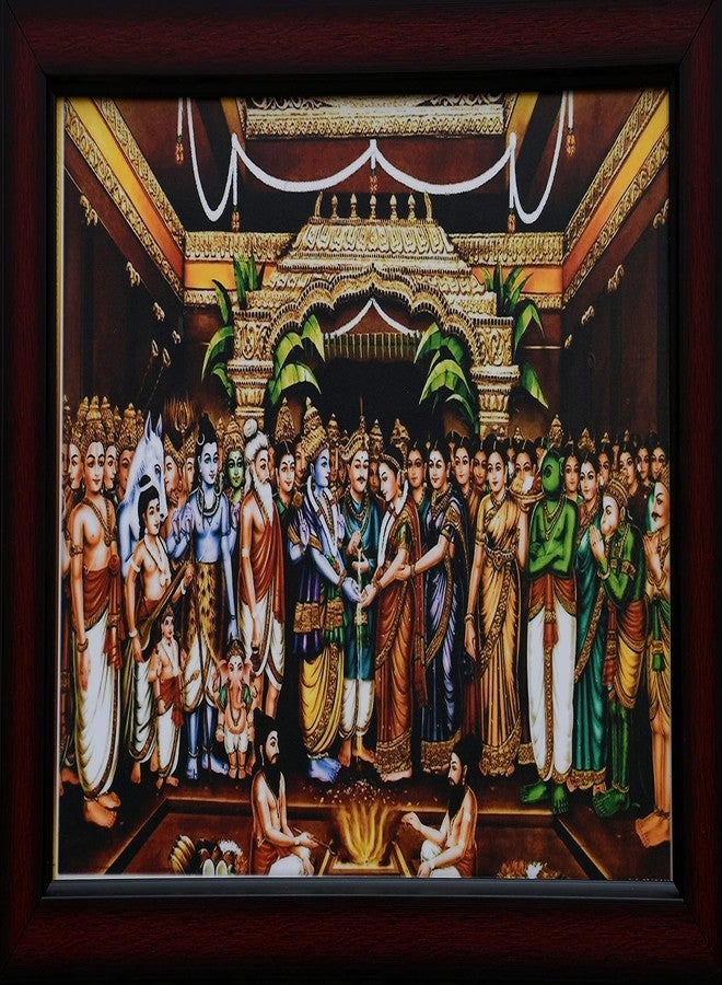 Abi Groups Sinivasa Kalyanam 13 * 10 inches wooden frame Wall Painting Framed Home Decor (Wood, Brown,Big Size) - Image 1